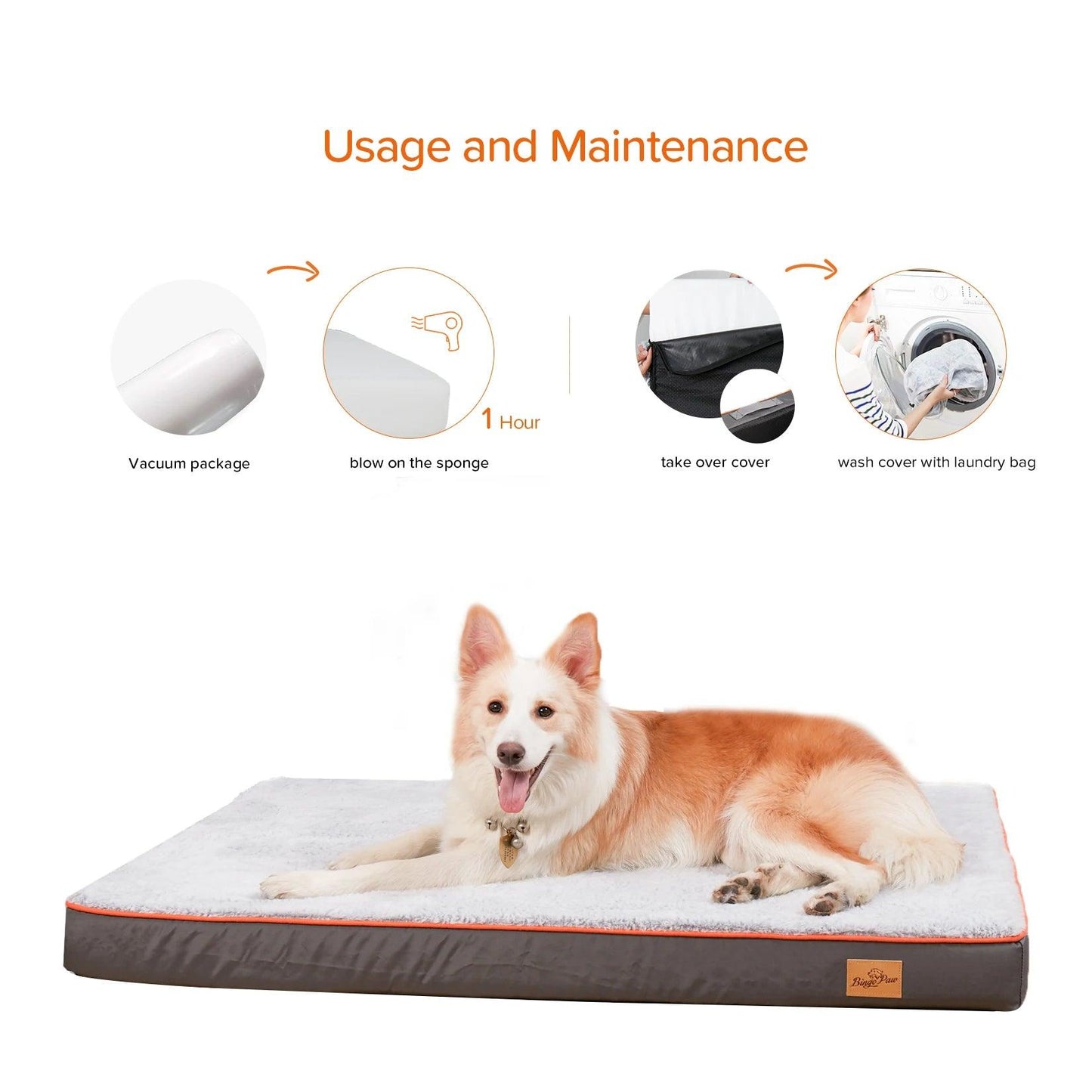 AscentPets Orthopedic Memory Foam Waterproof Dog Bed for Large Dogs (with Removable Cover) - Ascent Pets