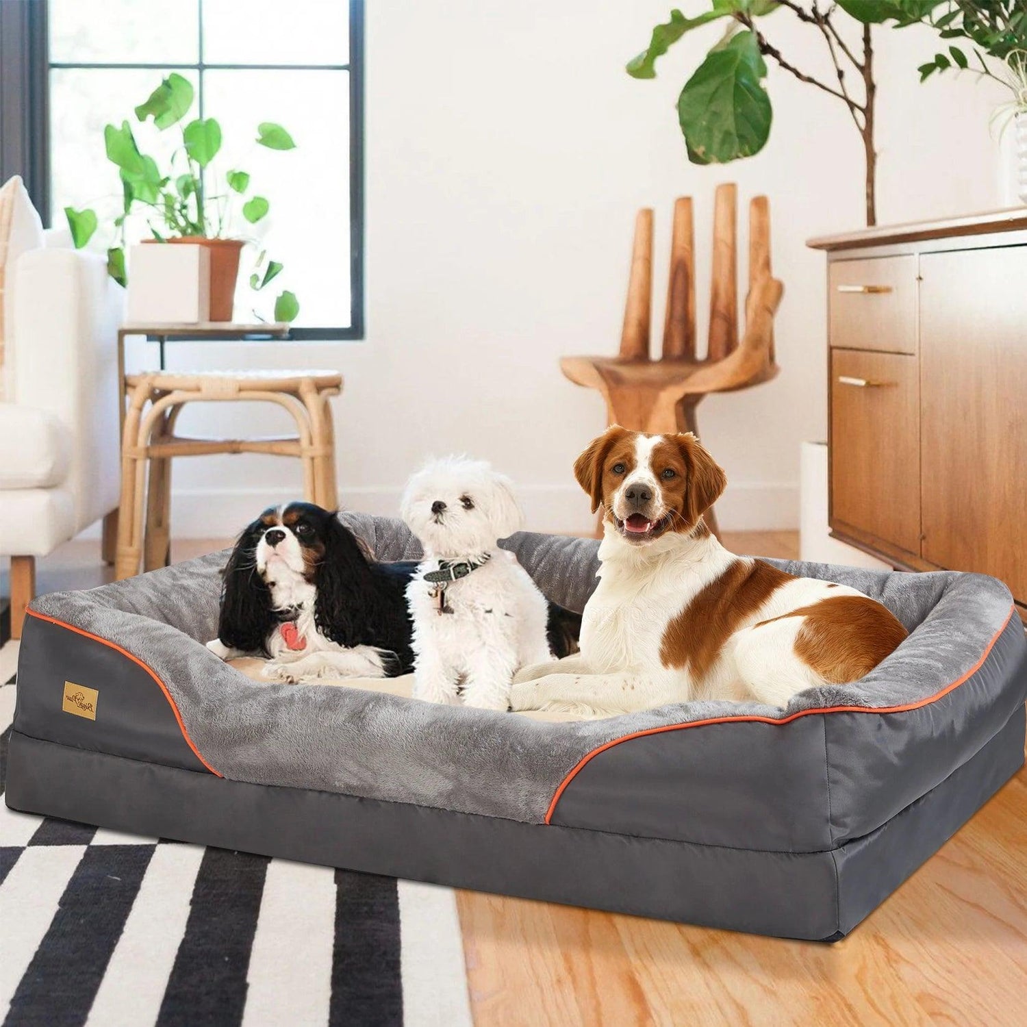 AscentPets Orthopedic Bolster Dog Bed for Large Dogs (with Waterproof Removable Cover) - Ascent Pets