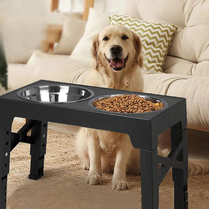 AscentPets Adjustable Elevated Dog Bowl Stand (with Bowls) - Ascent Pets